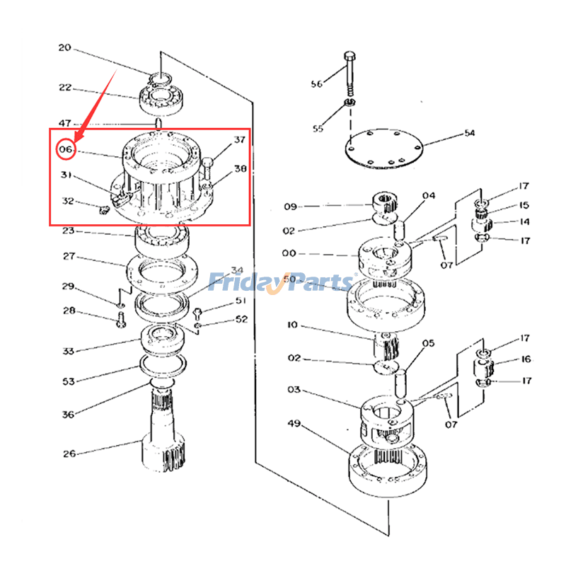 Swing Drive Gearbox TH110383 for John Deere 70D Excavator