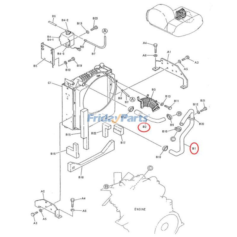 Excavator Upper & Lower Water Hose