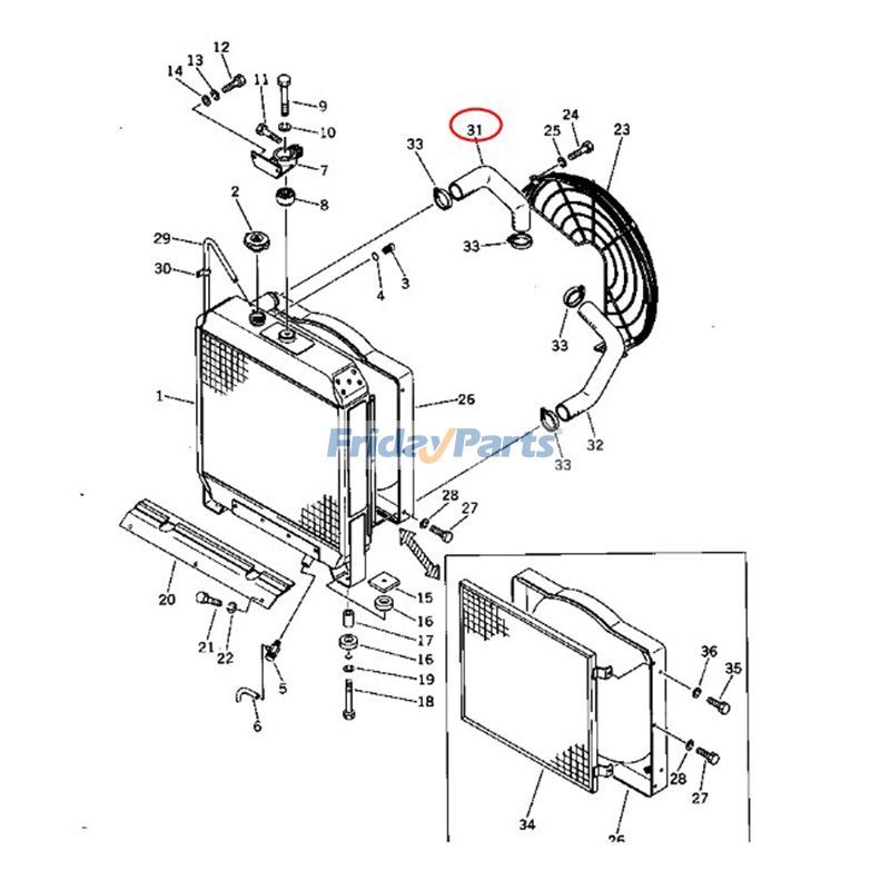 Upper Water Hose for Loader