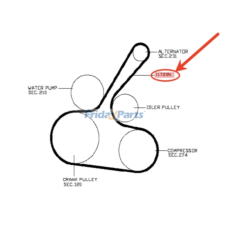 Correa trapezoidal 7PK1125 11720-1KT0A para Nissan Versa Note 1.6L 2012-2019 Para Nissan,Para OTRA MARCA