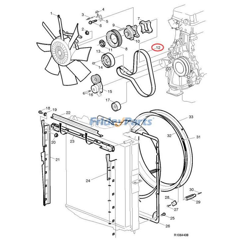 Correa de ventilador acanalada en V 10PK1405 20411860 para motor Volvo D16 Camión FH FH16 Para VOLVO