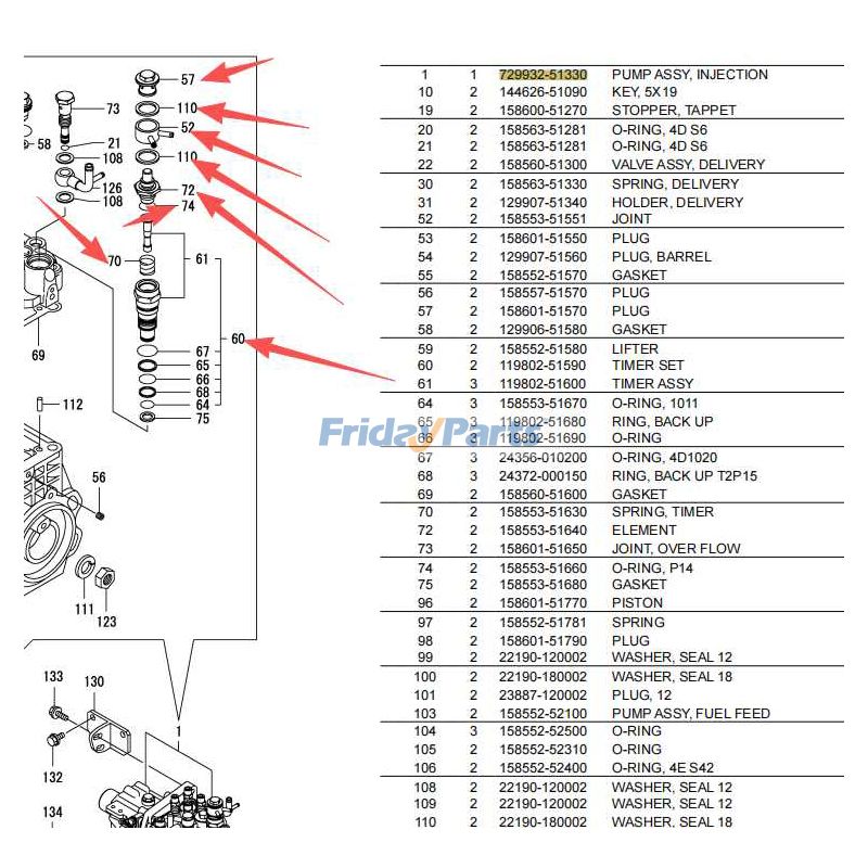 Válvula de refrigeración por agua 158553-51551 119802-51590 para motores Yanmar 3TNV84, 3TNV88, 4TNV84T, 4TNV88, 4TNV94L y 4TNV98