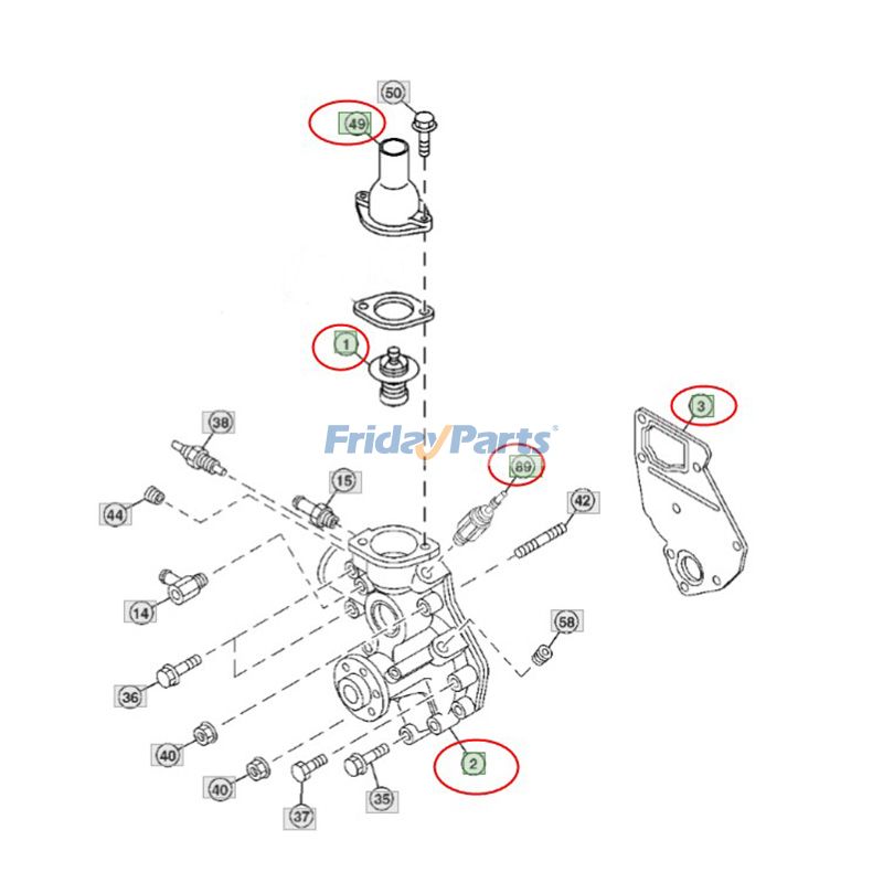Wasserpumpe mit Dichtung & Thermostat & Rohr & Sensor HitachiFür HITACHI