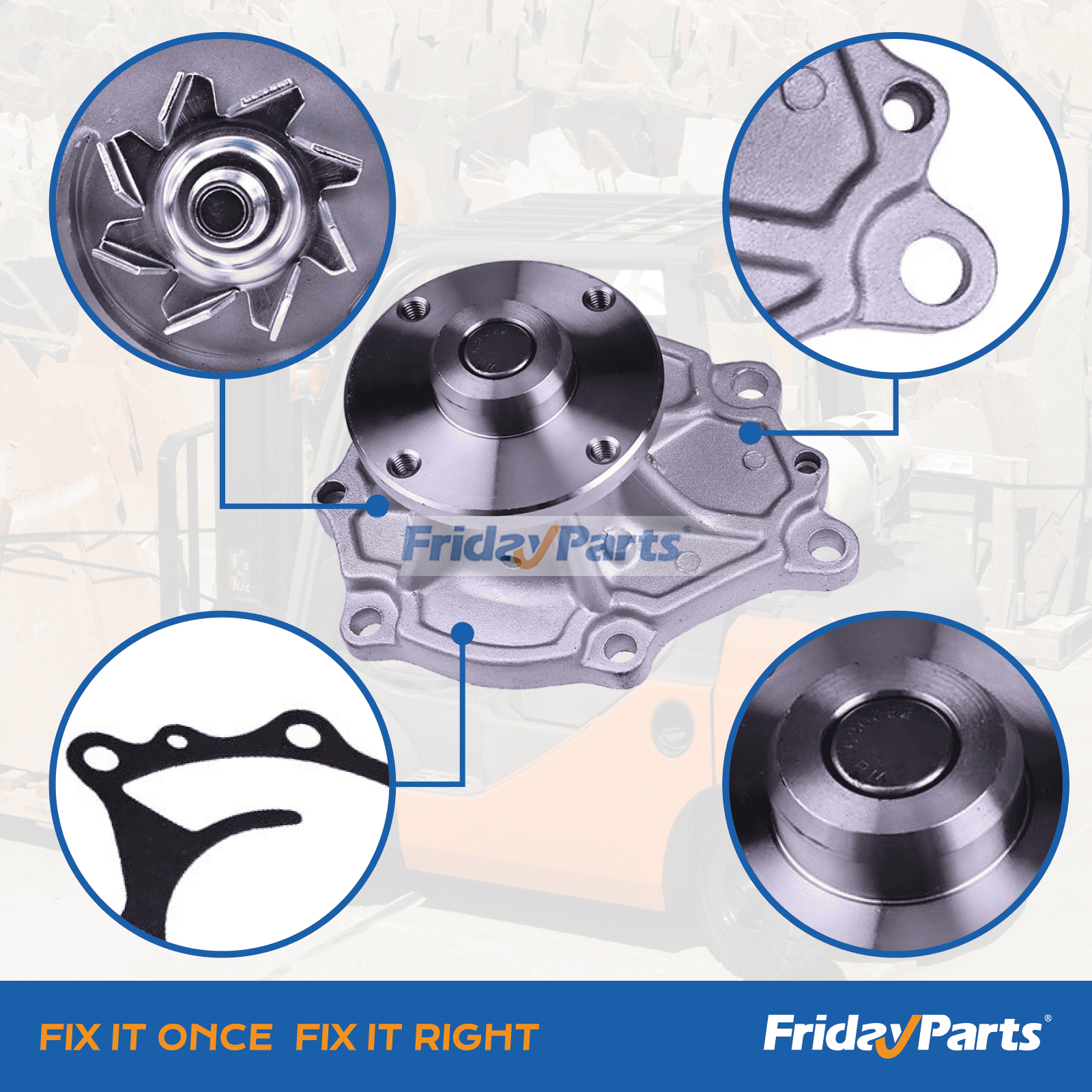 Compra Bomba de agua con junta 91H20-02580 para motor Nissan K15 K21 K25 Mitsubishi Caterpillar CAT Forklift FG28NAF36 FG20NAF35 GP20NAT35 P5000AT35 en Fridayparts