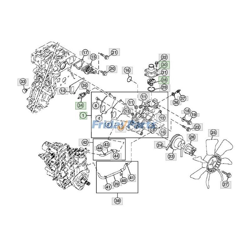 Pompe à eau, thermostat, couvercle et interrupteur pour Pelle Pour HITACHI,Pour JOHN DEERE