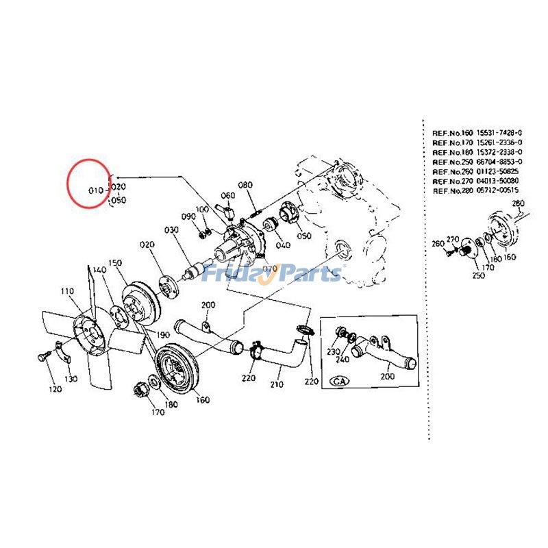 FridayParts Water Pump Assembly B5200D B5200E