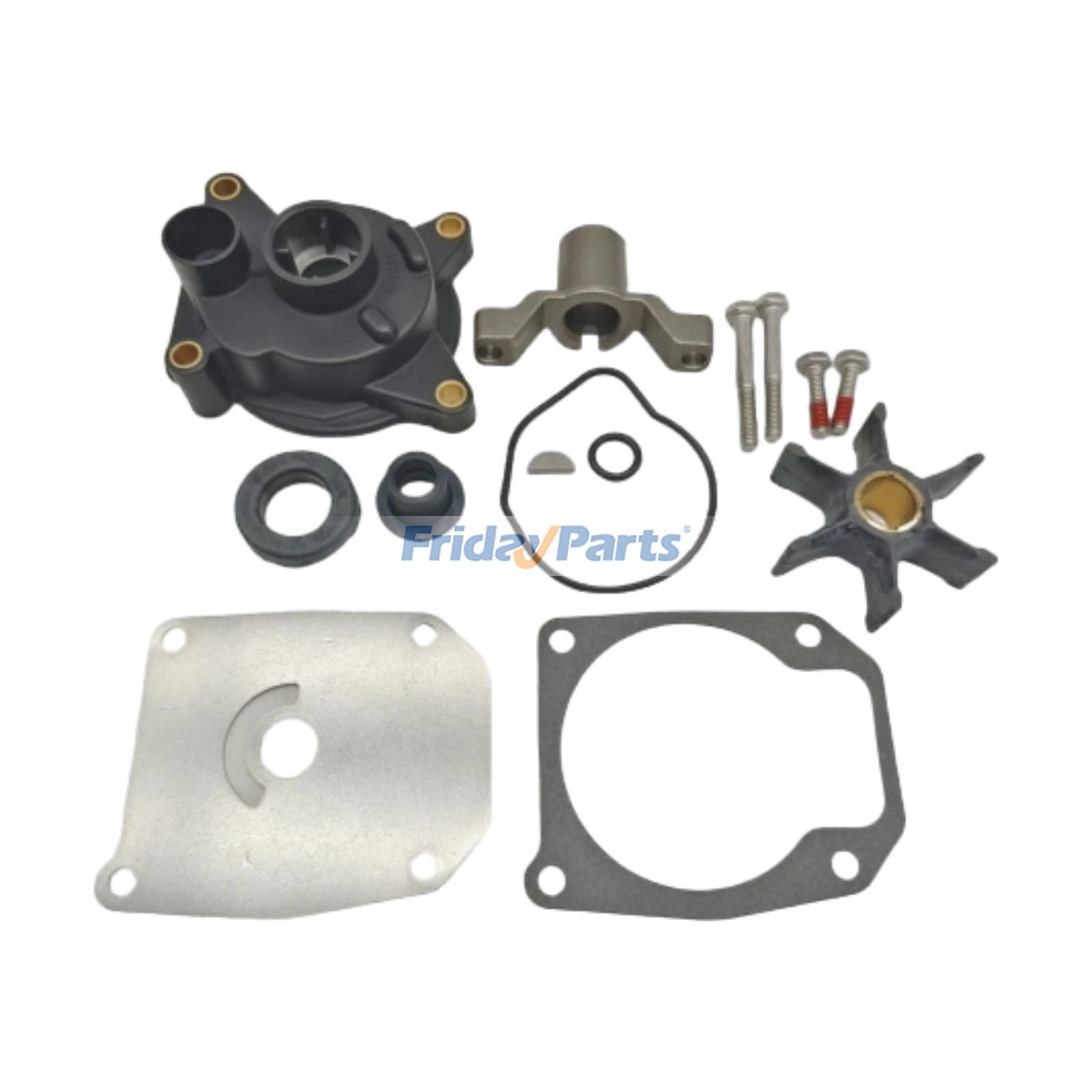 Kit de impulsor da bomba de água 389133 18-3325 para motor de popa Johnson Evinrude de 2 cilindros e 2 tempos, 50 HP e 55 HP, fabricado entre 1971 e 1978.