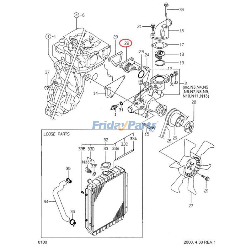 Water Pump Joint 129001-42040 for Hyundai Skid Steer Loader HSL610 for less