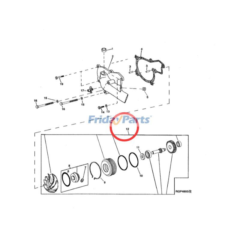 Water Pump RE57154 for Hitachi Wheel Loader LX150-5