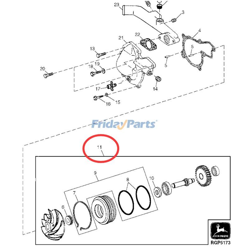 Water Pump RE57154 for John Deere Engine 6081 6090 Tractor 7710 7810 7820 7920 8100 8100T 8110 8110T 8120 8120T