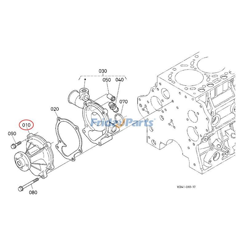Wasserpumpe mit Dichtung 1C010-73035 für Kubota Motor V3300 V3600 V3800 Traktor M6800 M8560HD M9000DT M9960HDLfür Für KUBOTA
