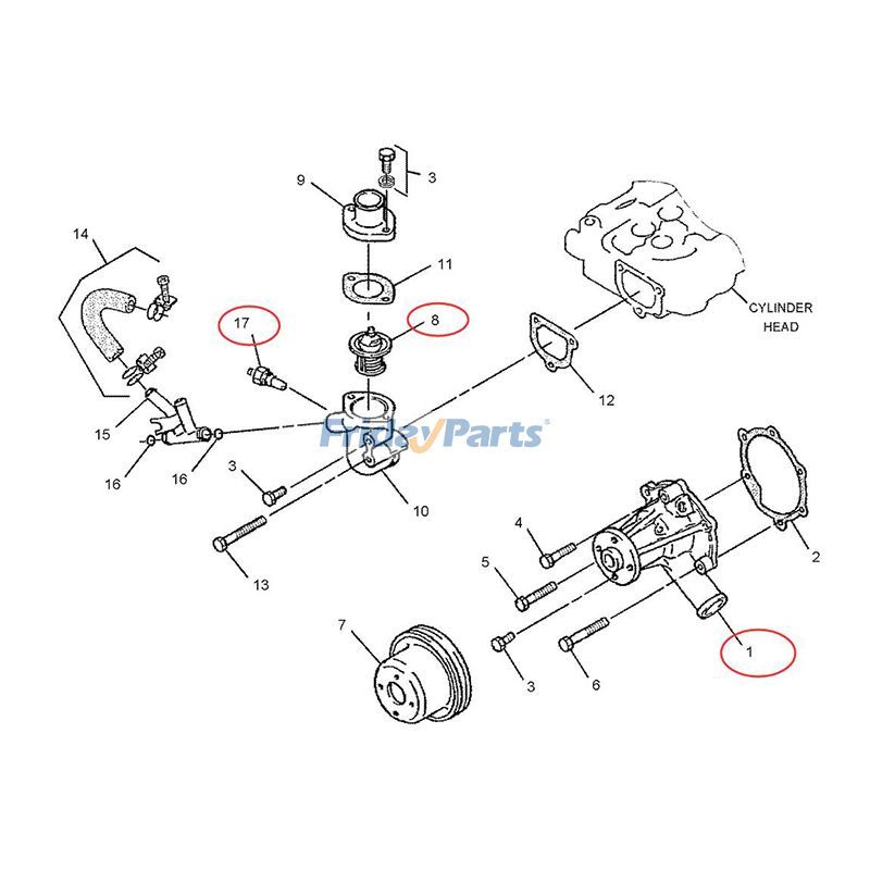 Wasserpumpe mit Dichtung & Thermostat & Sensor für Mitsubishi Caterpillar CATfür Motor,BaggerFür CAT