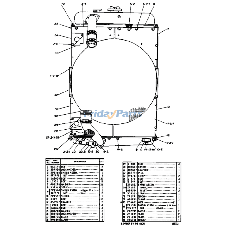 Water Radiator 2P-1670 for Caterpillar Loader CAT 955K 955L