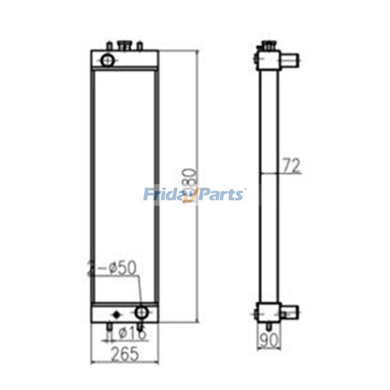 Núcleo do radiador de água para escavadeira de esteira CASE CX145