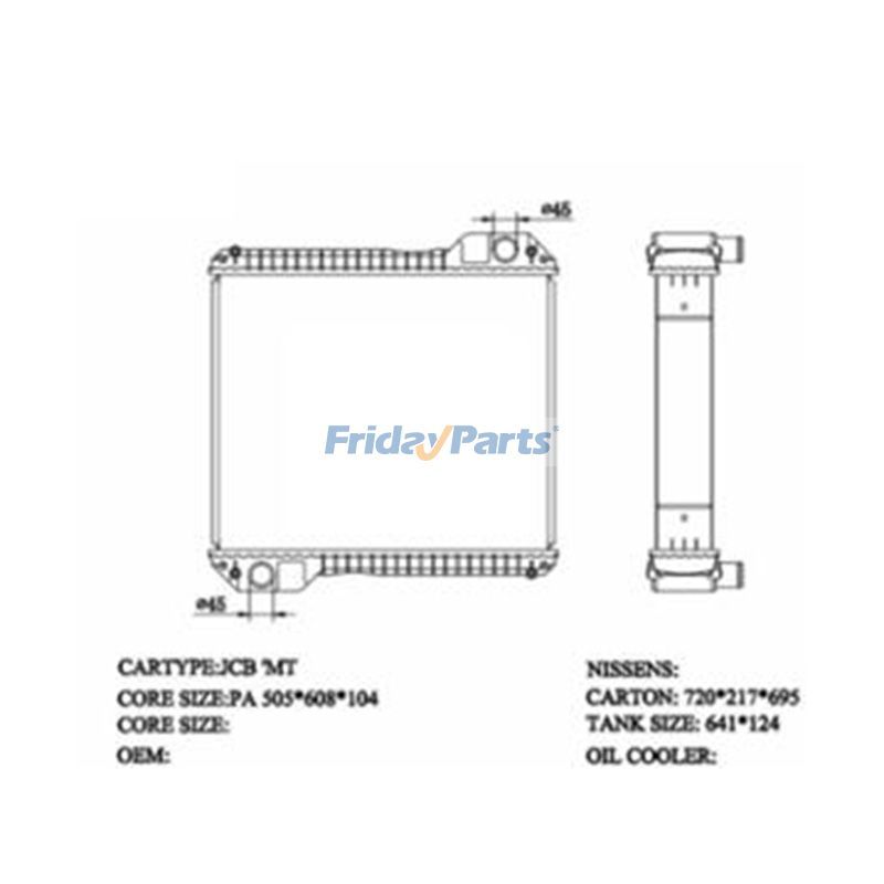 Water Radiator Core for JCB 3CX 4CX 526 528 530