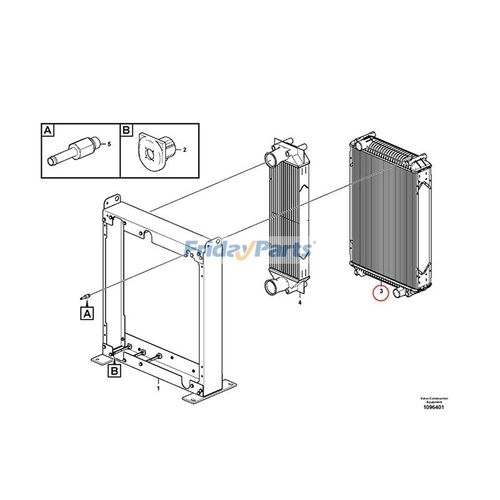 1660079 Water Radiator VOE17488947 for Volvo Loader L60H L70H L90H