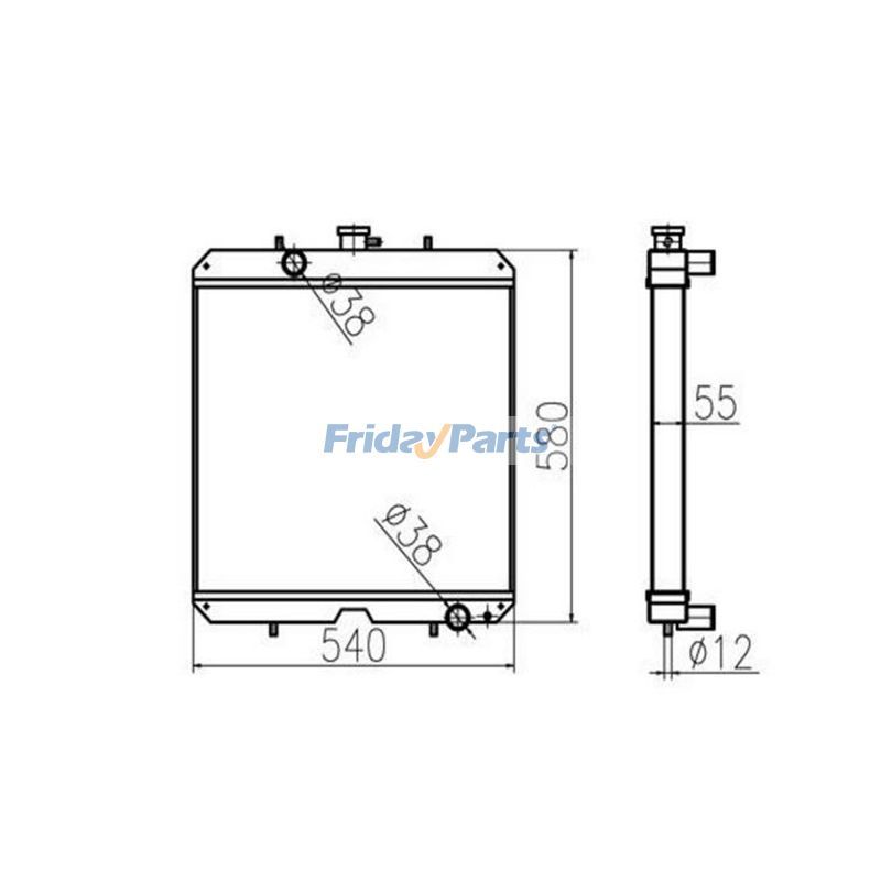 FridayParts Water Tank Radiator 465x540x52mm