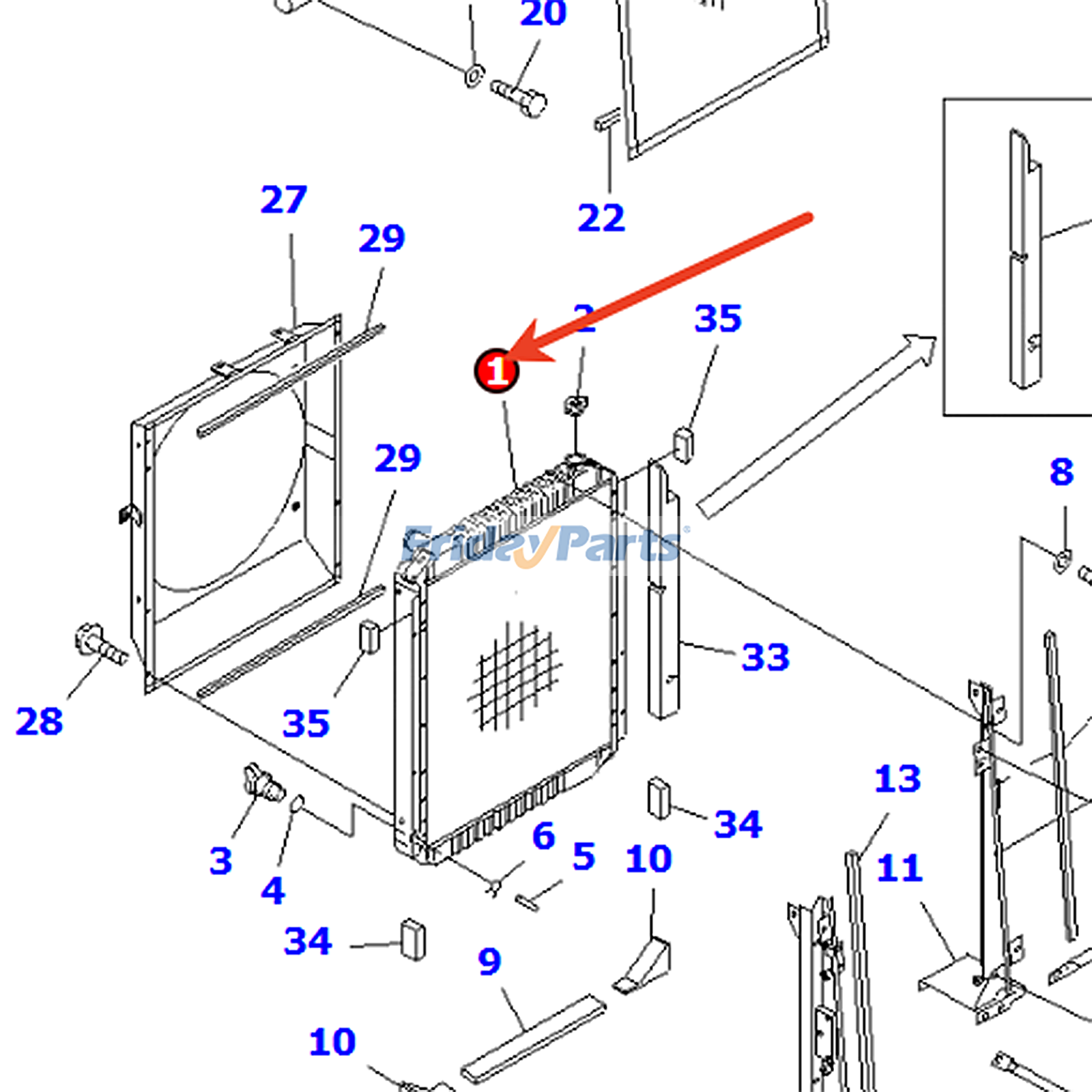 Water Tank Radiator for Excavator