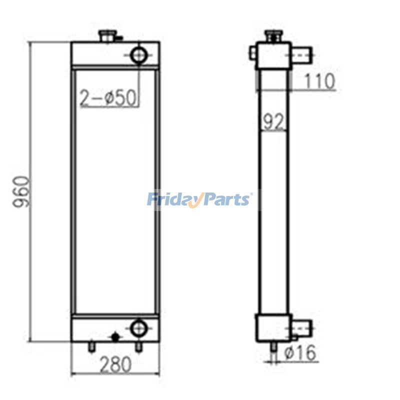 Water Tank Radiator 3263865 for Caterpillar CAT Excavator E312D Old