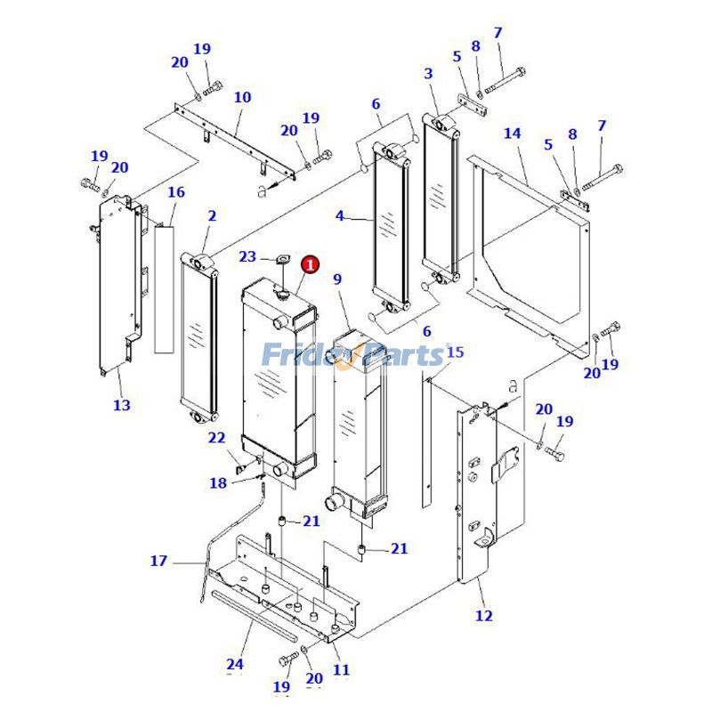 Water Tank Radiator 418-03-48151 for Komatsu Wheel Loader WA250PZ-6 WA200PZ-6 WA200-6 WA250-6 for less
