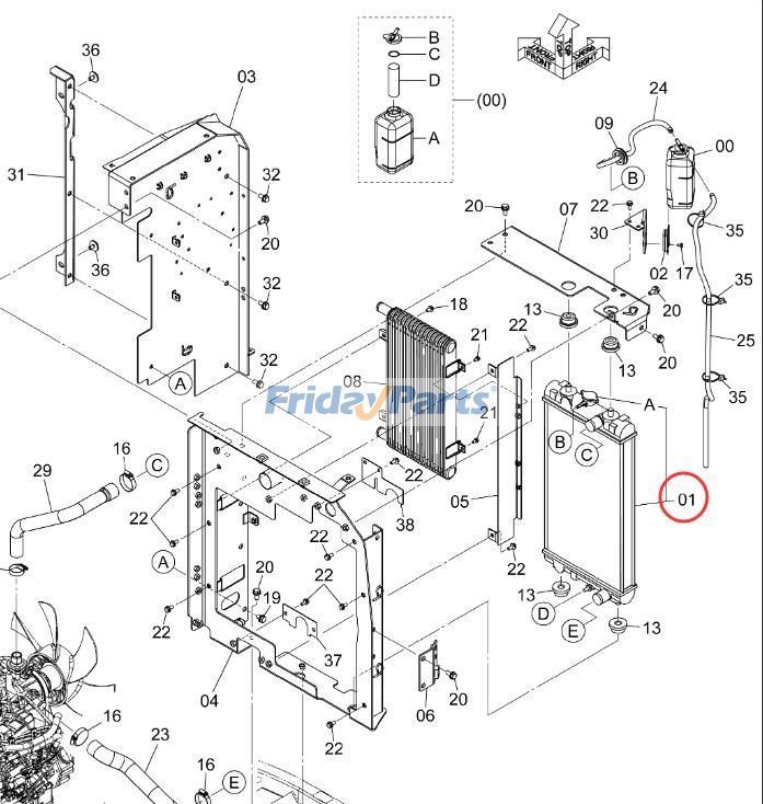 FridayParts Water Tank Radiator