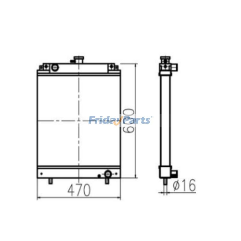 Conjunto de radiador de tanque de água 68651-42300 para escavadeira Kubota KX151 KX159 KX161 KX163 KX165 Para KUBOTA