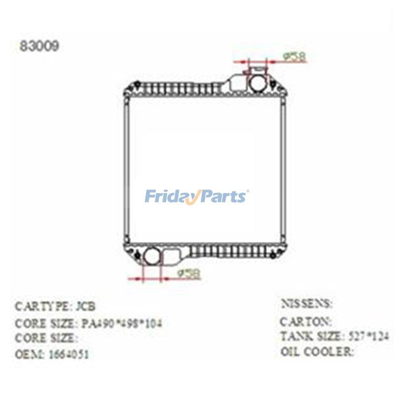 Water Tank Radiator Core Assy for JCB-002 490*500*104mm