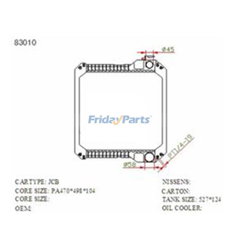 Water Tank Radiator Core Assy for JCB-003 470*500*104mm