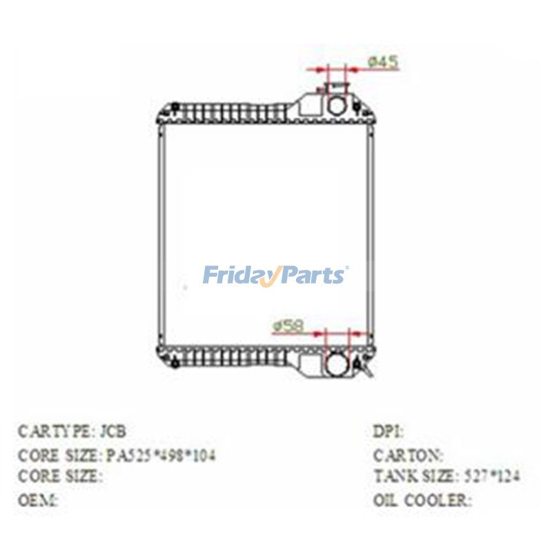 Water Tank Radiator Core Assy for JCB-004 525*500*104mm