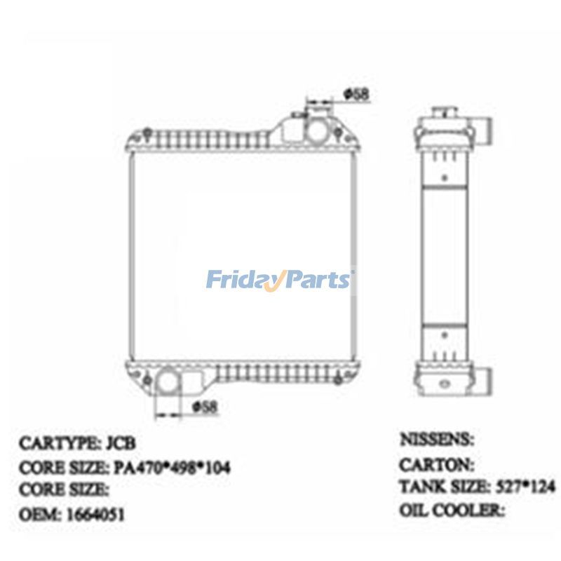 Water Tank Radiator Core Assy for JCB-006 470*500*104mm