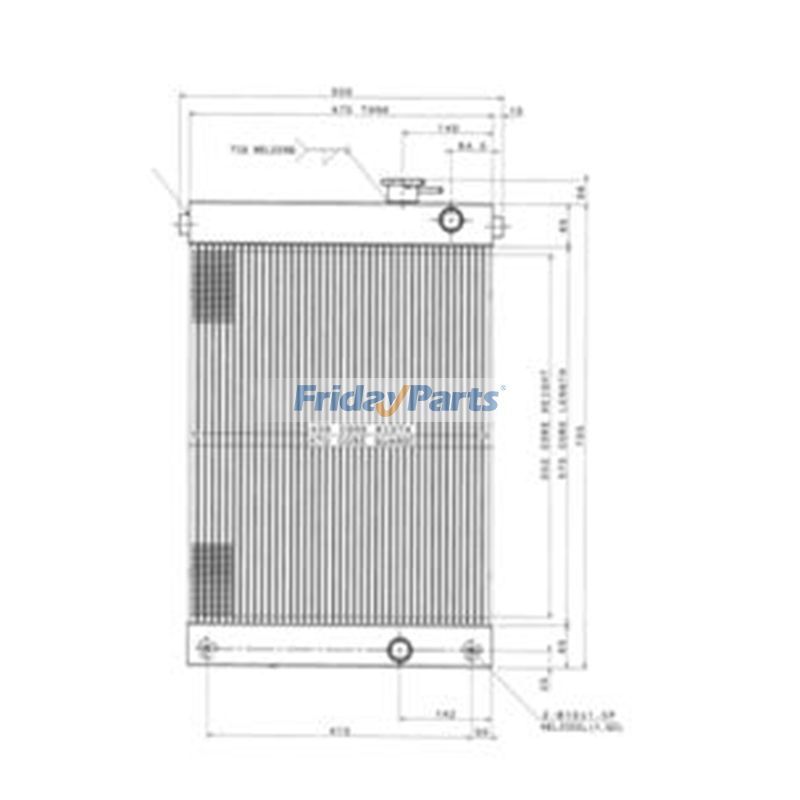 Water Tank Radiator for Hyundai Excavator R555-7