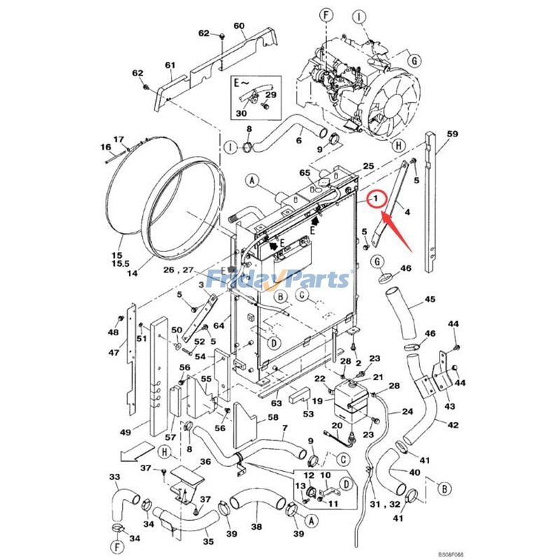 Radiador de tanque de água KNH10450 para escavadeira de esteira CASE CX130B CX160B
