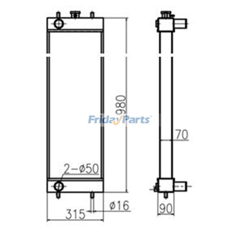 Water Tank Radiator KNH10450 for Sumitomo Excavator SH130-5