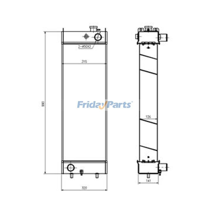 Water Tank Radiator YN05P000585001 for Kobelco Excavator SK200-8