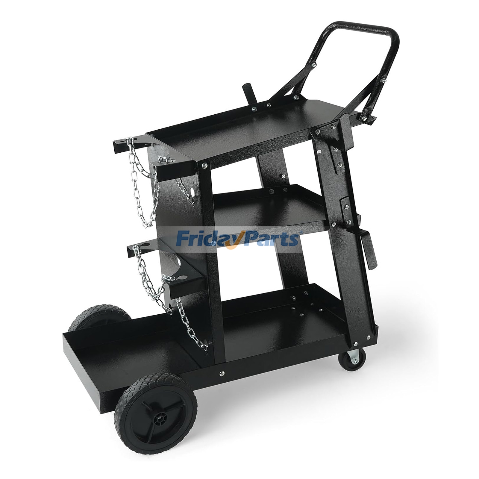 Chariot de soudage robuste à 3 niveaux, capacité de charge de 181 kg, roue pivotante à 360° avec double logement pour vérin et chaîne de sécurité, chariot roulant pour poste de soudage et découpeur plasma