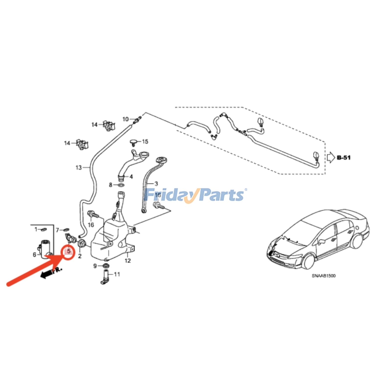 Windshield Washer Pump 76806-SJC-A01 for Honda Civic Ridgeline 2006-2014