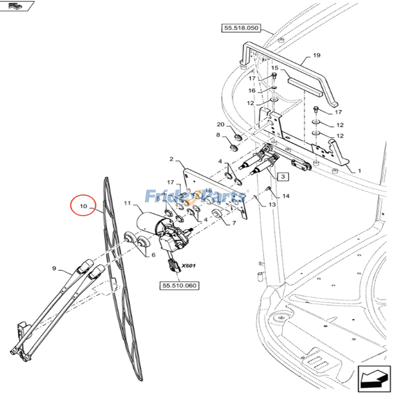 Limpiaparabrisas 84309098 para cosechadora New Holland CR10.90 CR6.80 CR6.90 CR7.90 CR8.90 CR9.90 Para New Holland