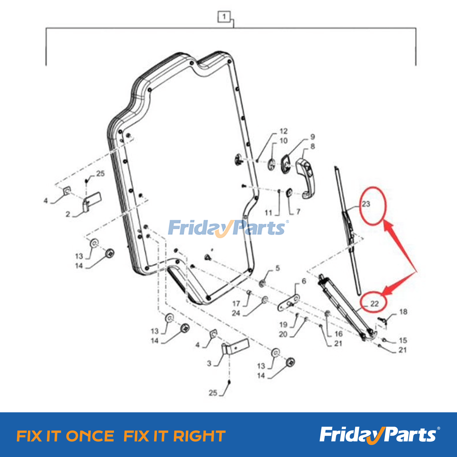 Wiper Arm Blade Kit Compact Track & Skid Steer For CASE Loader