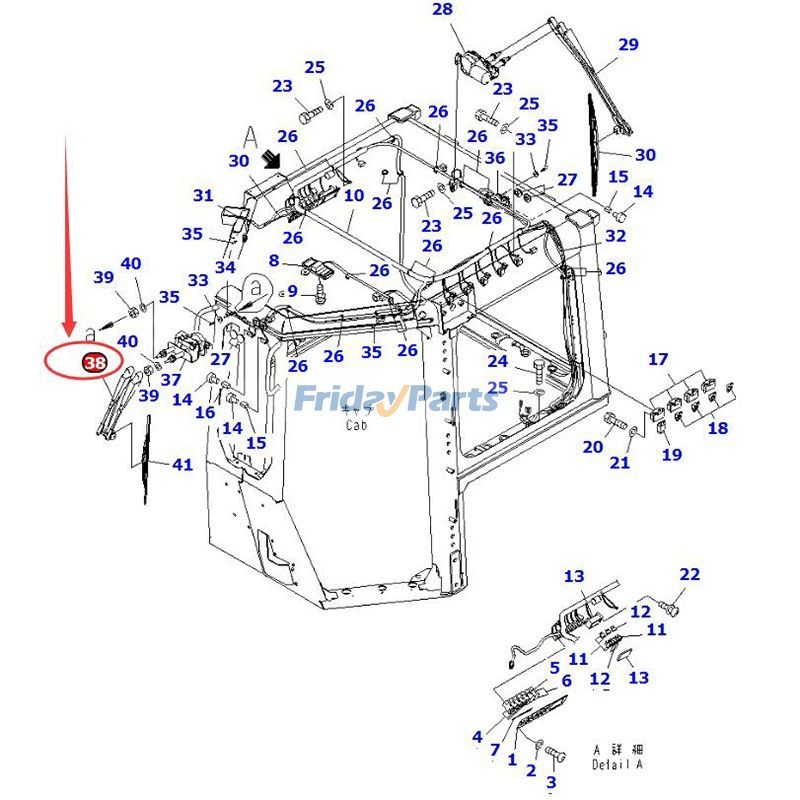 Wischerbaugruppe 17A-Z11-2530 für Komatsu Bulldozer D155A-6 D155AX-5 D155AX-6 D65EX-15 D65EX-15 D65EX-15 D65PX-15 D65PX-15E0