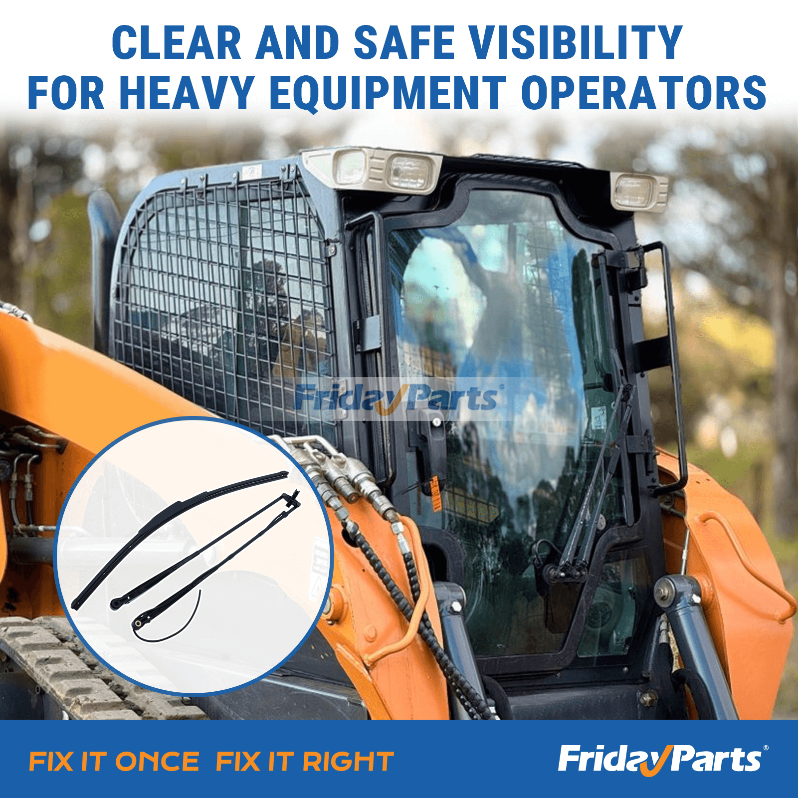  Wiper Arm Blade Kit Compact Track & Skid Steer For CASE