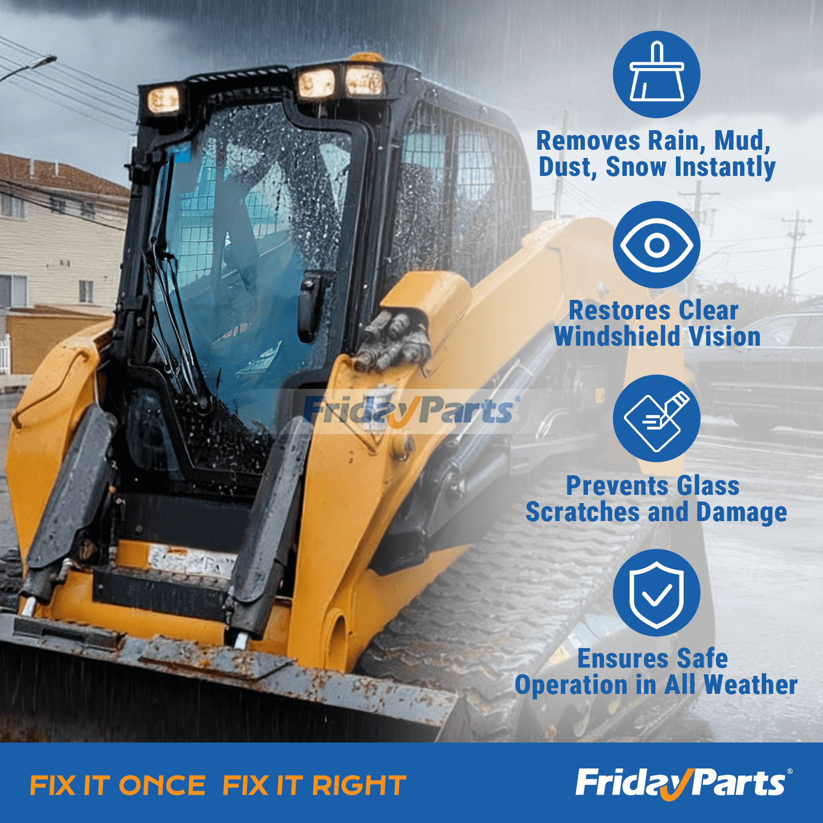 FridayParts Wiper Arm Blade Kit Compact Track & Skid Steer