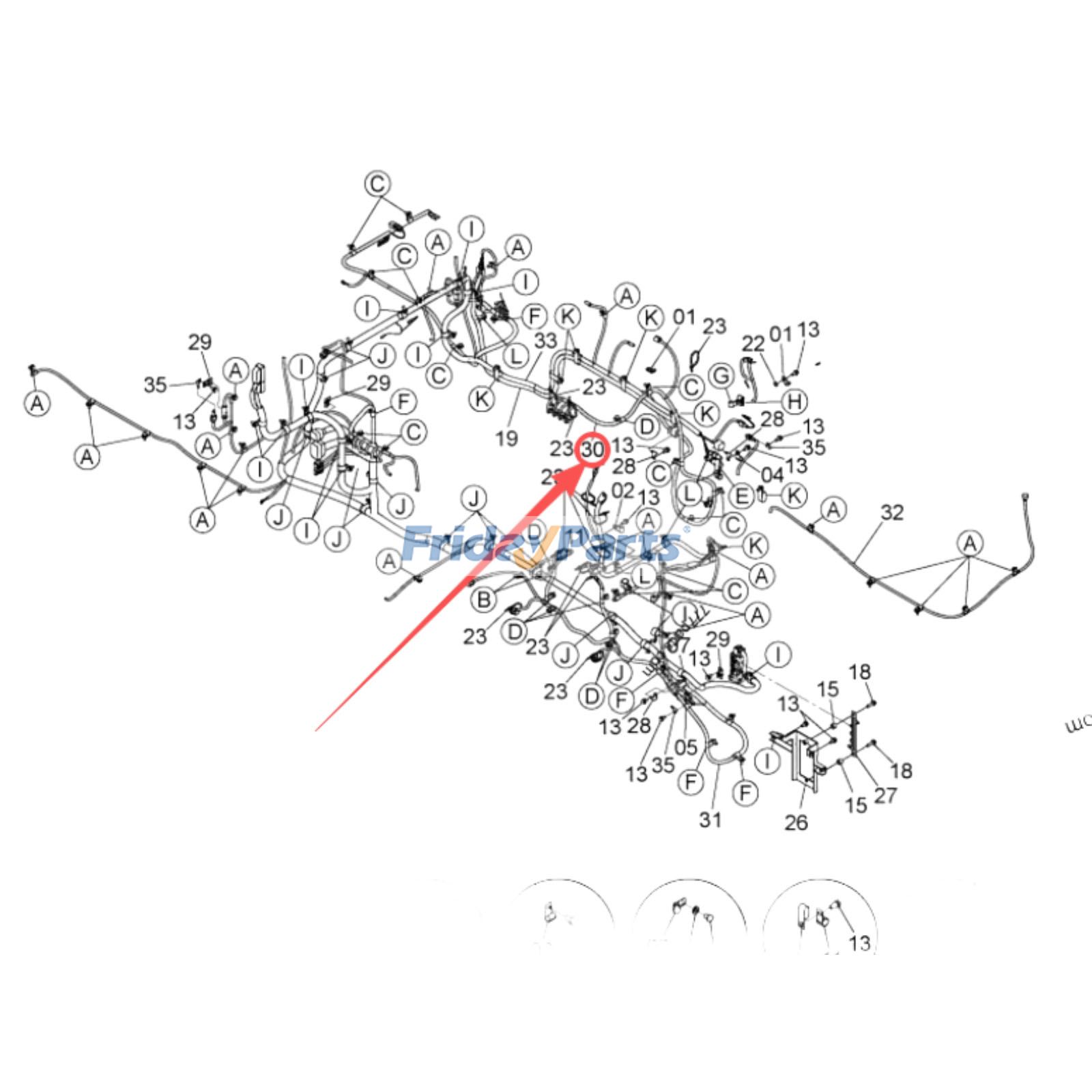 Arnés de cableado 2052446 para excavadoras Hitachi ZX450-3, ZX470H-3, ZX500LC-3, ZX470R-3 y John Deere 450DLC. para Excavadora Para HITACHI,Para JOHN DEERE FridayParts