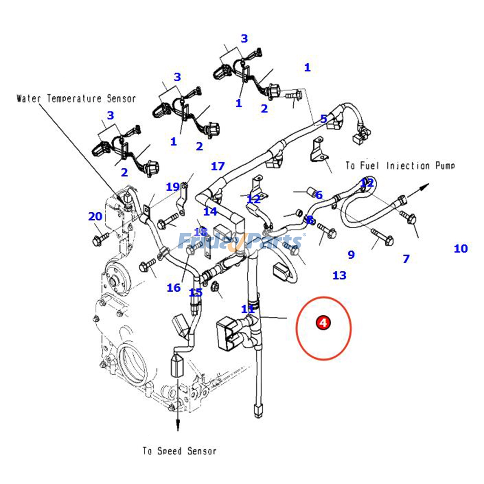 Chicote de fiação 6754-81-9440 para motor Komatsu SAA6D107E-1 Escavadeira PC200-8 PC220-8 PC270-8 para Motor,Escavadora ,Carregadora ,Motoniveladora