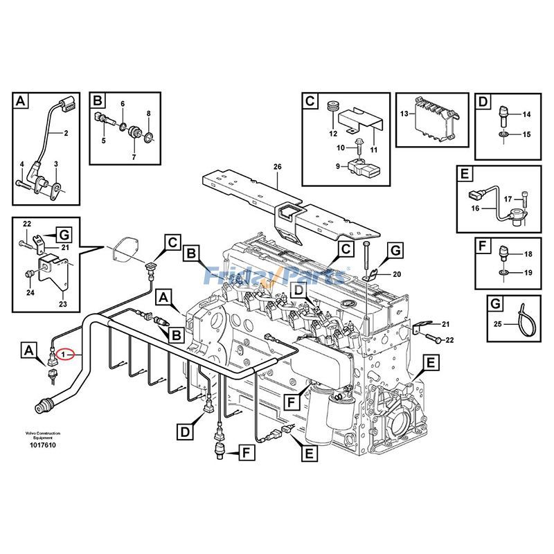 Arnés de cableado VOE20728258 para excavadora Volvo Engine D6D EC160B EC180B EC210B EW145B EW160B EW180B EW200B Para VOLVO