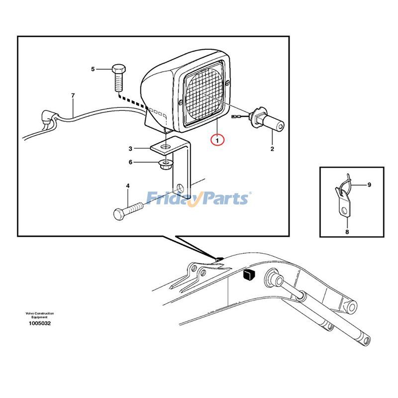 Work Lamp VOE11039846 for Volvo A25D A30D A35D EC135B EC140 EC210B EC235C EC250D EC360 EC460 EC700B EW130 EW140E EW230C for less