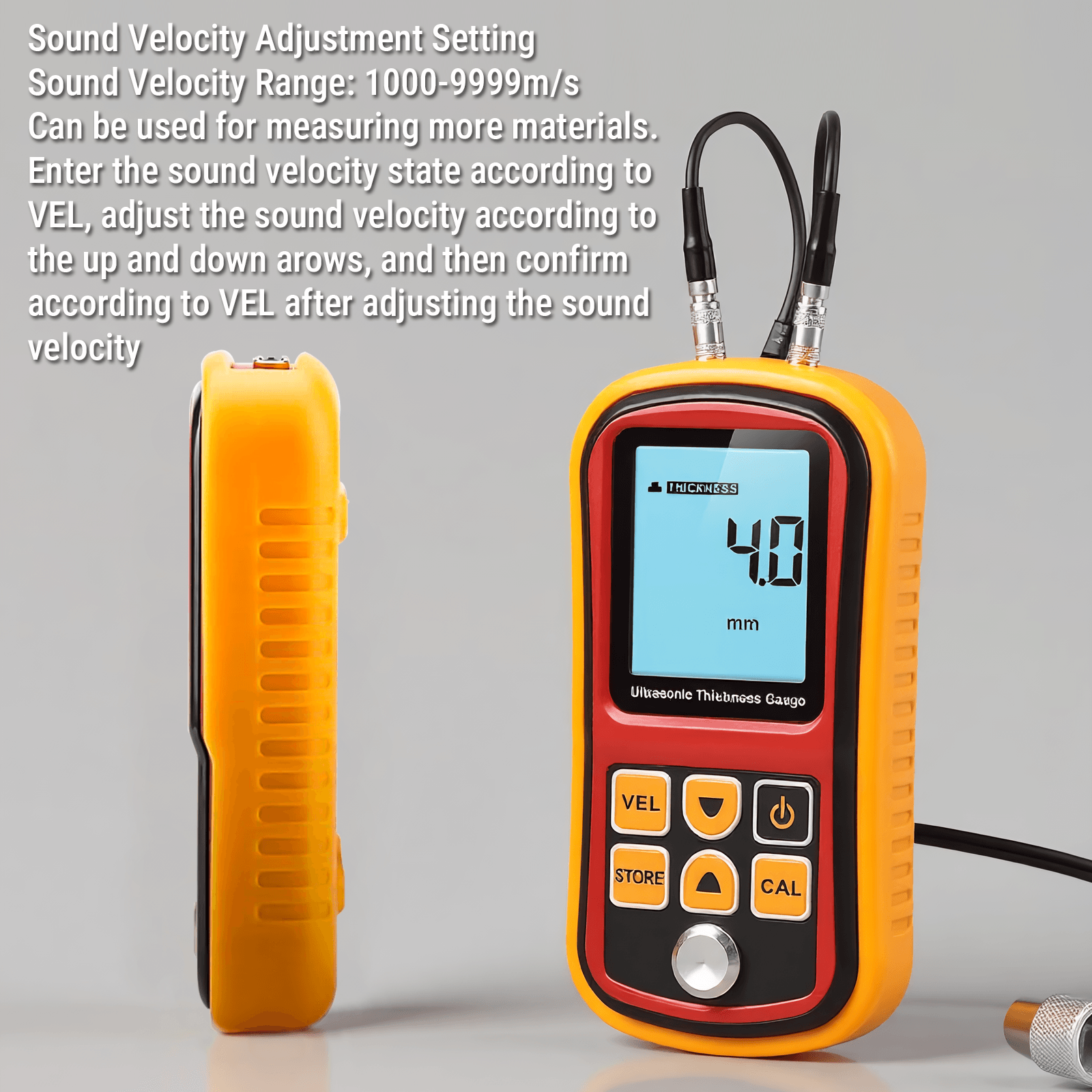 Medidor de espesor ultrasónico digital GM100 con pantalla LCD grande, medidor de velocidad de sonido, calibración automática, 5 MHz, 12-300 mm, placa de acero, plástico y cerámica, sin batería. para Otros Para OTRA MARCA FridayParts