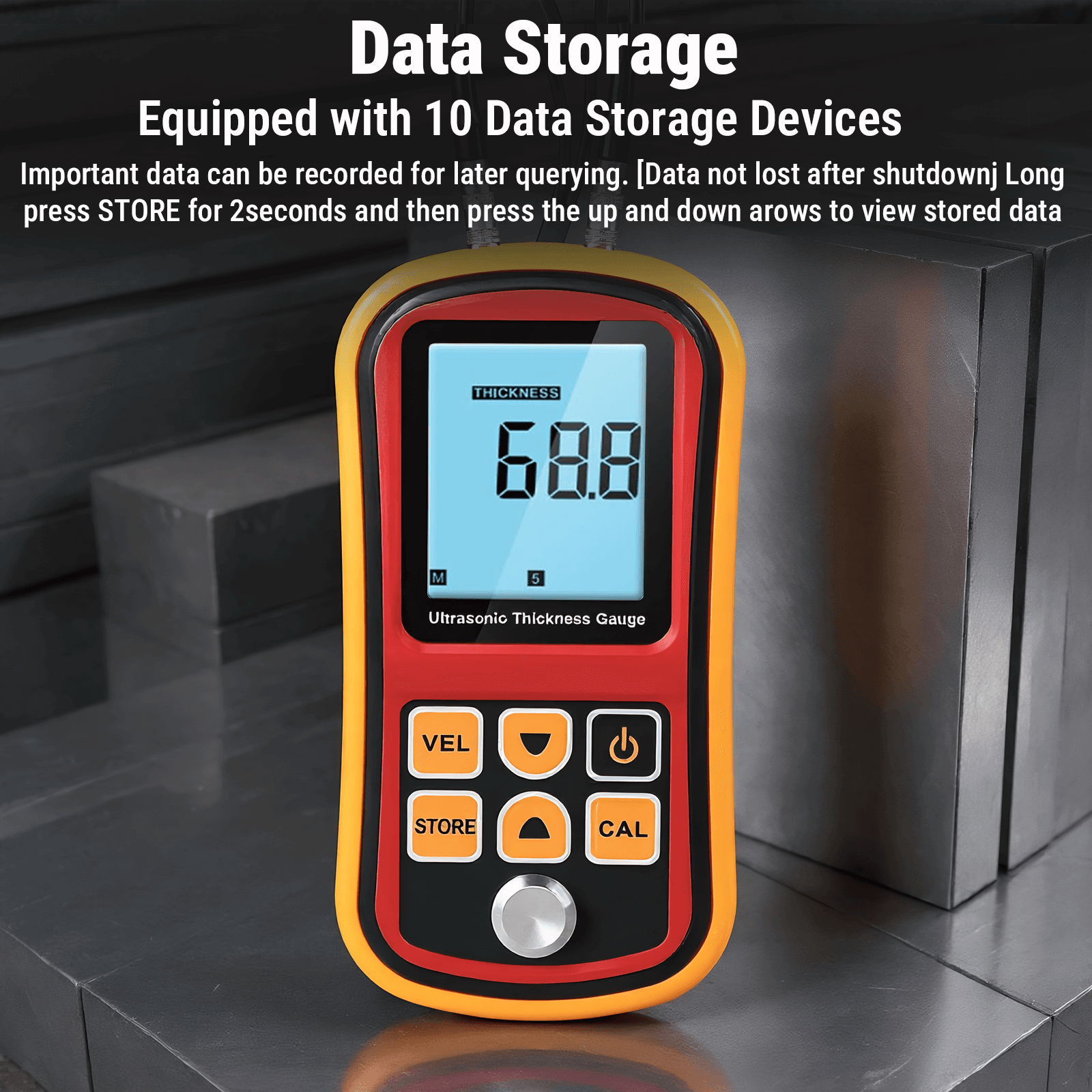 Compra Medidor de espesor ultrasónico digital GM100 con pantalla LCD grande, medidor de velocidad de sonido, calibración automática, 5 MHz, 12-300 mm, placa de acero, plástico y cerámica, sin batería. en Fridayparts
