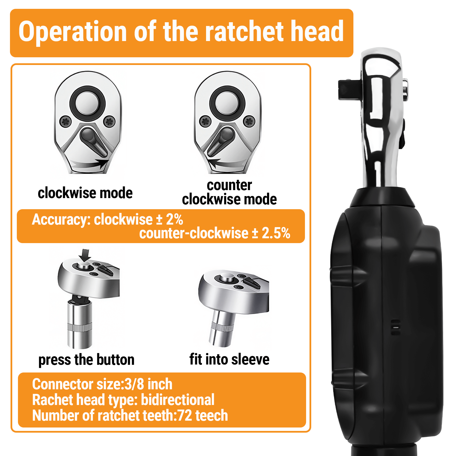 Mini clé dynamométrique numérique réversible de FridayParts