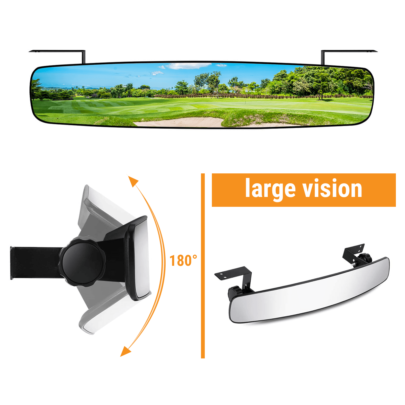 Rétroviseur de voiturette de golf 16,5 pouces pour EZ-GO Yamaha Club CarpourPour Club Car,Pour E-Z-GO,Pour Yamaha