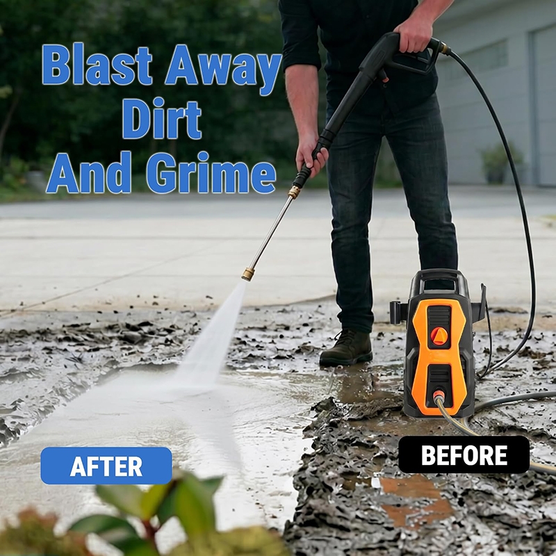 Nettoyeur haute pression portable 1700 PSI MAX avec pistolet de pulvérisation à gâchette, tuyau de 6 m et lance de pulvérisation à puissance variable, mini nettoyeur électrique pour voitures, clôtures, allées, maison et terrassespour